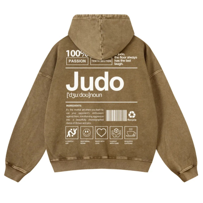 Judo Printed Vintage Washed Hoodie-moweekender