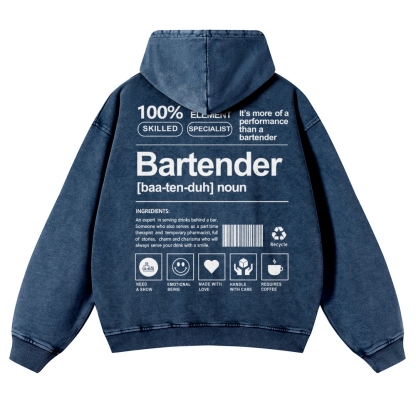 Bartender Printed Vintage Washed Hoodie-moweekender