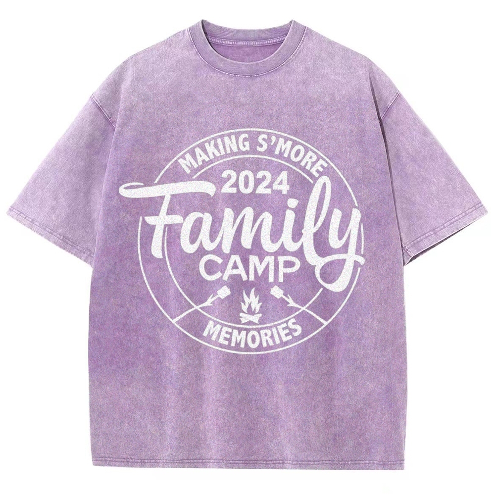 Family Camp Vintage Snowflake Washed T-Shirt-moweekender