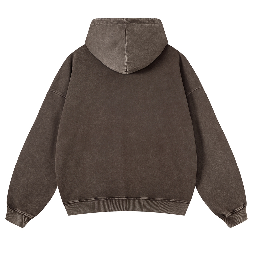 Japanese Godzilla Wave Ukiyoe Vintage Washed Hoodie-moweekender