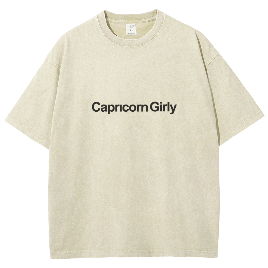 Capricorn Girly Unisex Fit Washed Oversized T-Shirt-moweekender