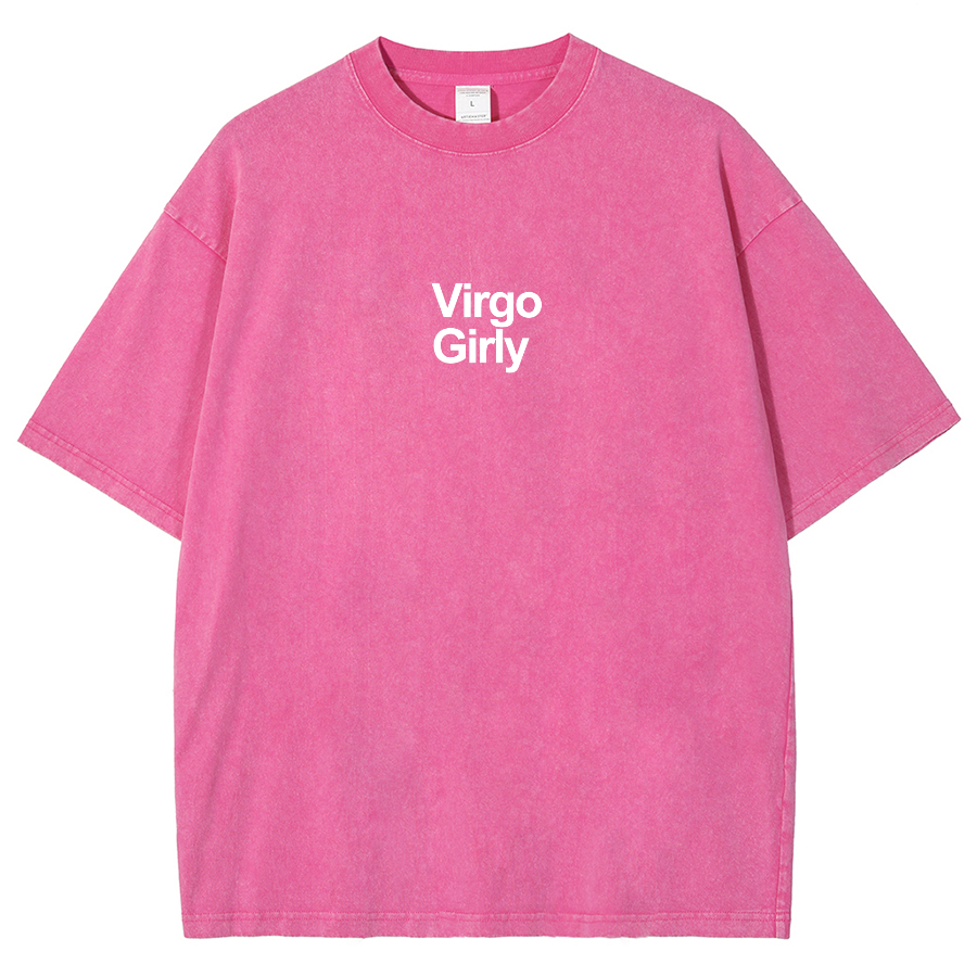 Virgo Girly Unisex Fit Washed Oversized T-Shirt-moweekender