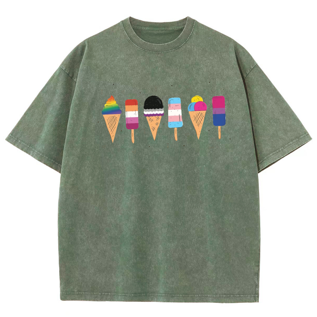 Pride Ice Cream Unisex Fit Washed Oversized T-Shirt-moweekender