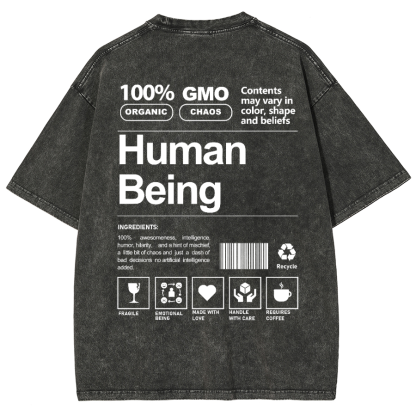 Human Being Unisex Fit Washed Oversized T-Shirt-moweekender