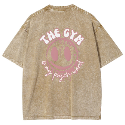 The Gym Is My Phych World Vintage Snowflake Washed T-Shirt-moweekender
