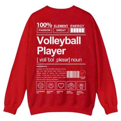 Volleyball Player Printed Crew Neck Sweatshirt-moweekender