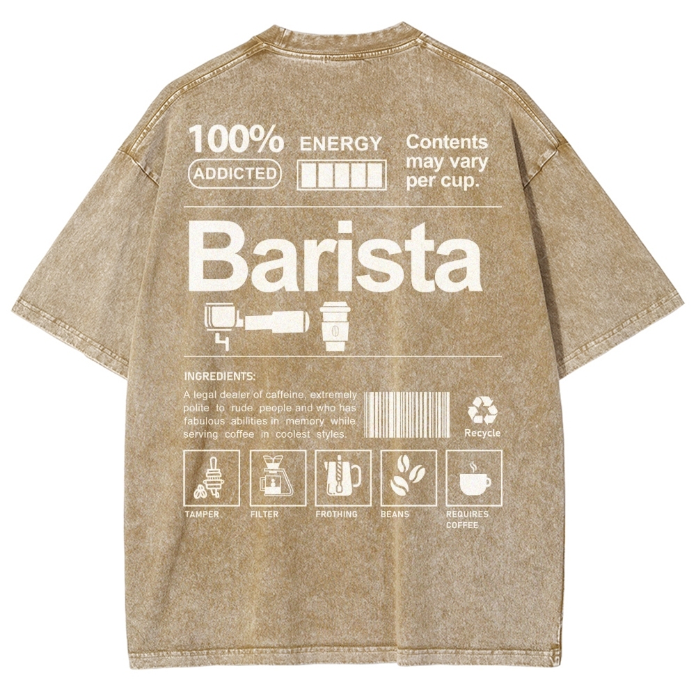 Barista Unisex Fit Washed T-Shirt-moweekender