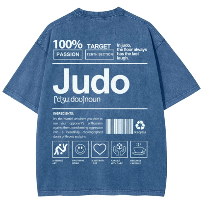 Judo Pattern Washed Vintage Short Sleeves T-Shirt-moweekender