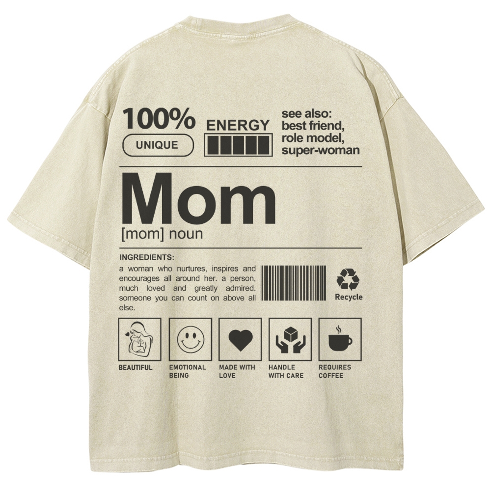 Mom Pattern Washed Vintage Short Sleeves T-Shirt-moweekender