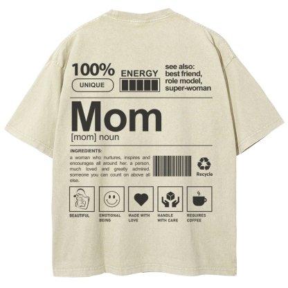 Mom Pattern Washed Vintage Short Sleeves T-Shirt-moweekender