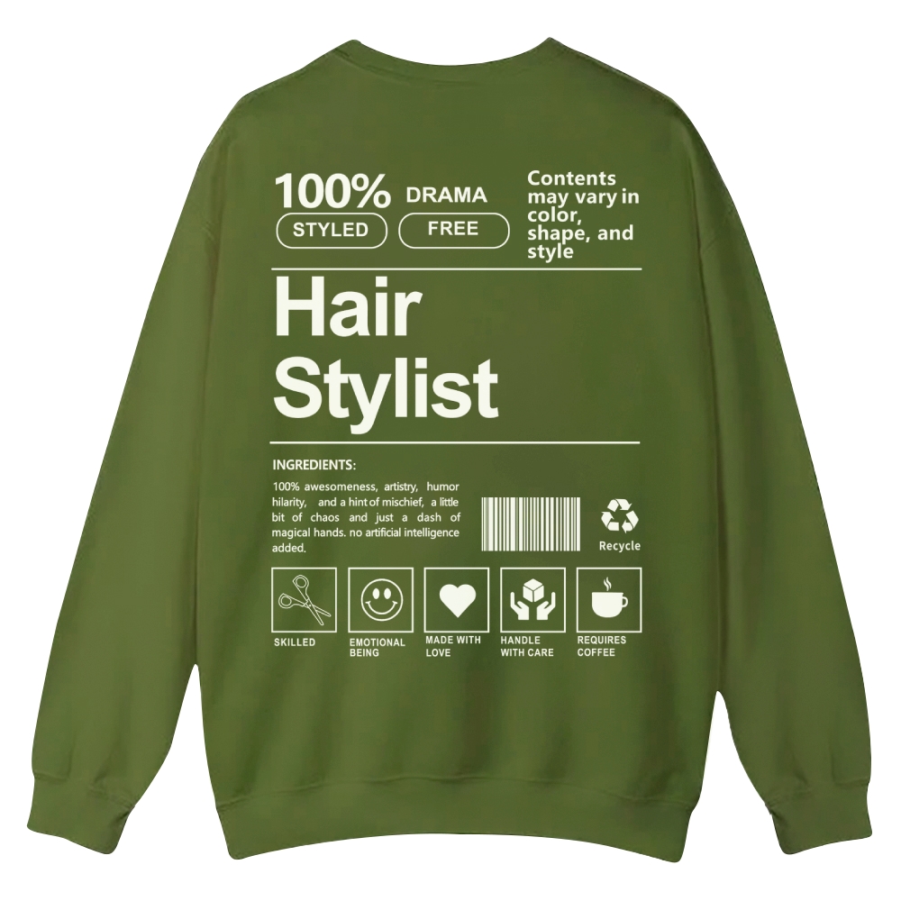 Hair Stylist Pattern Crew Neck Sweatshirt-moweekender