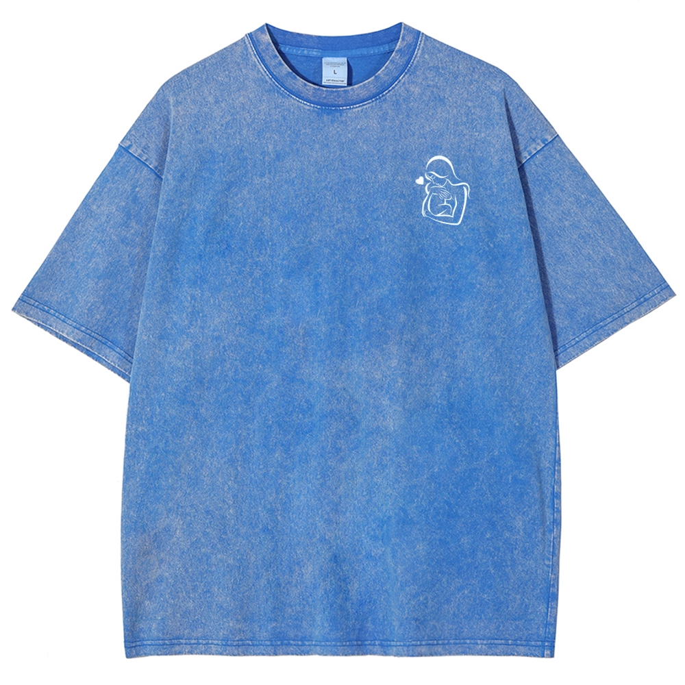 Mom Pattern Washed Vintage Short Sleeves T-Shirt-moweekender