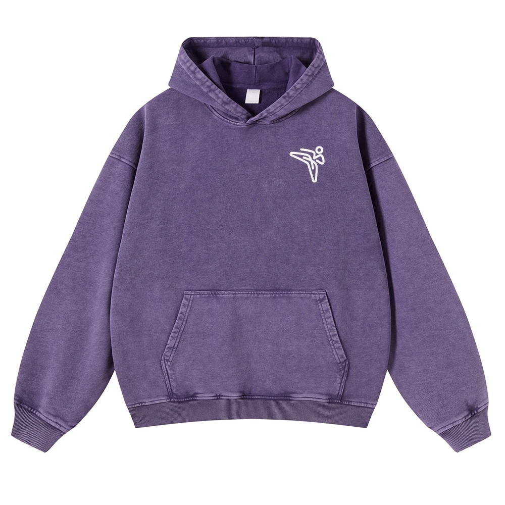 Taekwondo Printed Vintage Washed Hoodie-moweekender