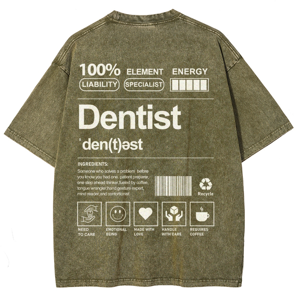 Dentist Unisex Fit Washed T-Shirt-moweekender