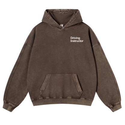 Driving Instructor Printed Vintage Washed Hoodie-moweekender