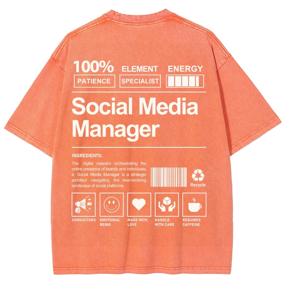 Social Media Manager Unisex Fit Washed T-Shirt-moweekender