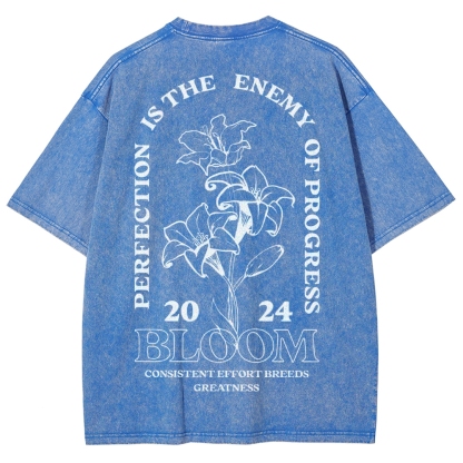 2024 Bloom Vintage Snowflake Washed T-Shirt-moweekender