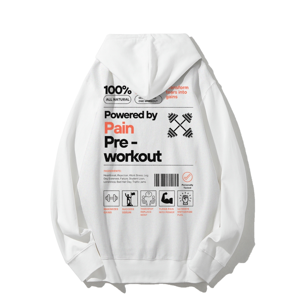 Powered By Pain Pre-Workout Casual Hoodie-moweekender