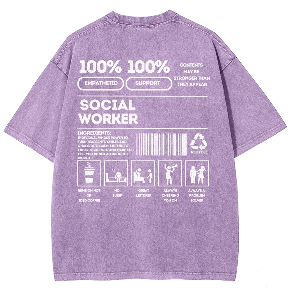 Social Worker Addcustom Unisex Fit Washed T-Shirt