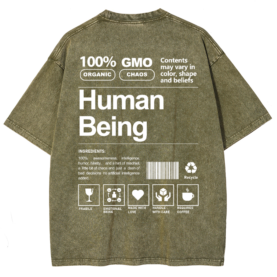 Human Being Unisex Fit Washed Oversized T-Shirt-moweekender