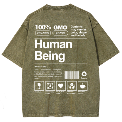 Human Being Unisex Fit Washed Oversized T-Shirt-moweekender