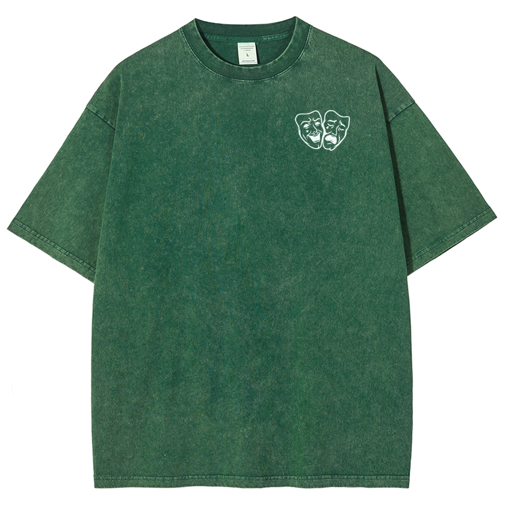 Comedian Pattern Washed Vintage Short Sleeves T-Shirt-moweekender