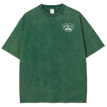 Comedian Pattern Washed Vintage Short Sleeves T-Shirt-moweekender
