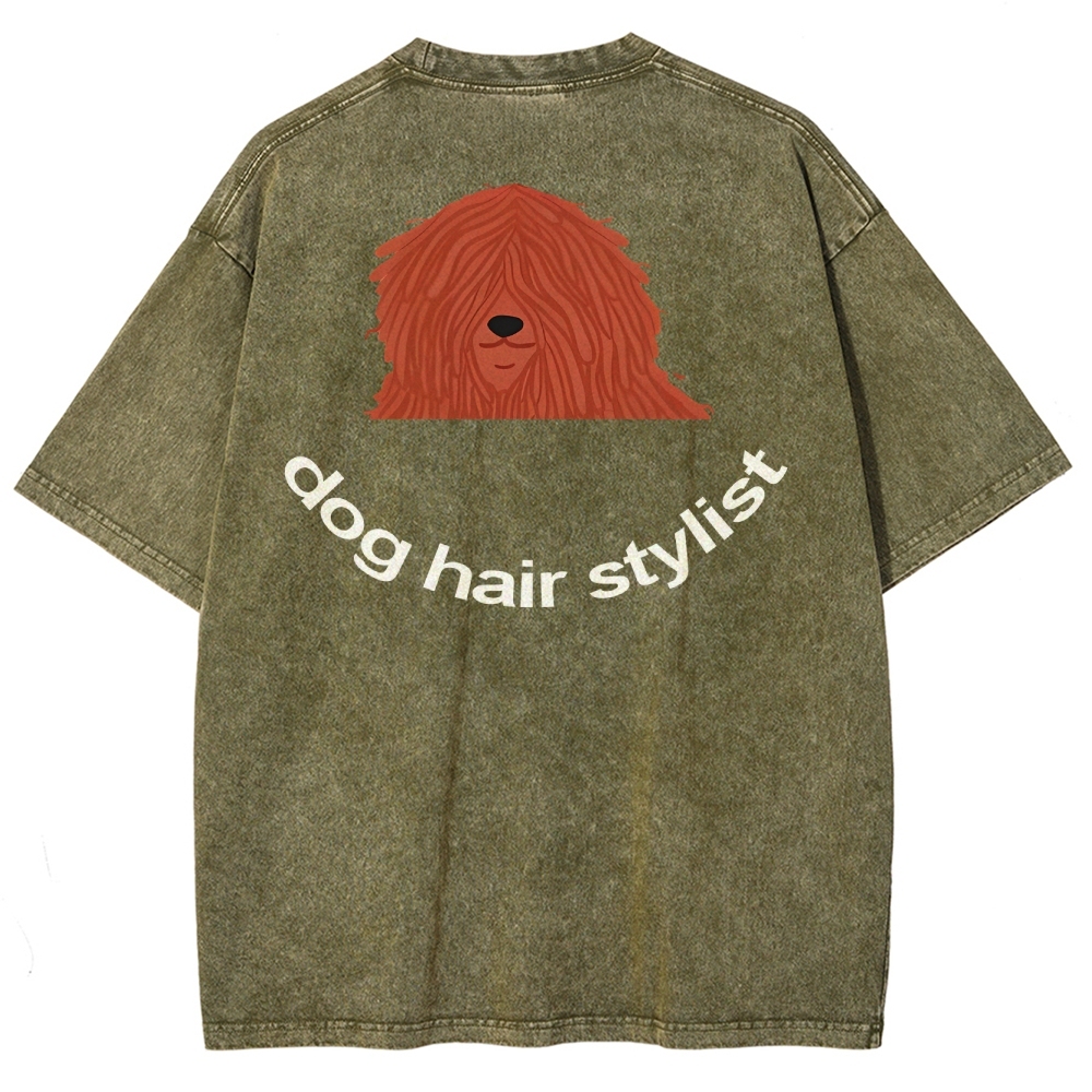 Dog Hair Stylist Unisex Fit Washed T-Shirt-moweekender