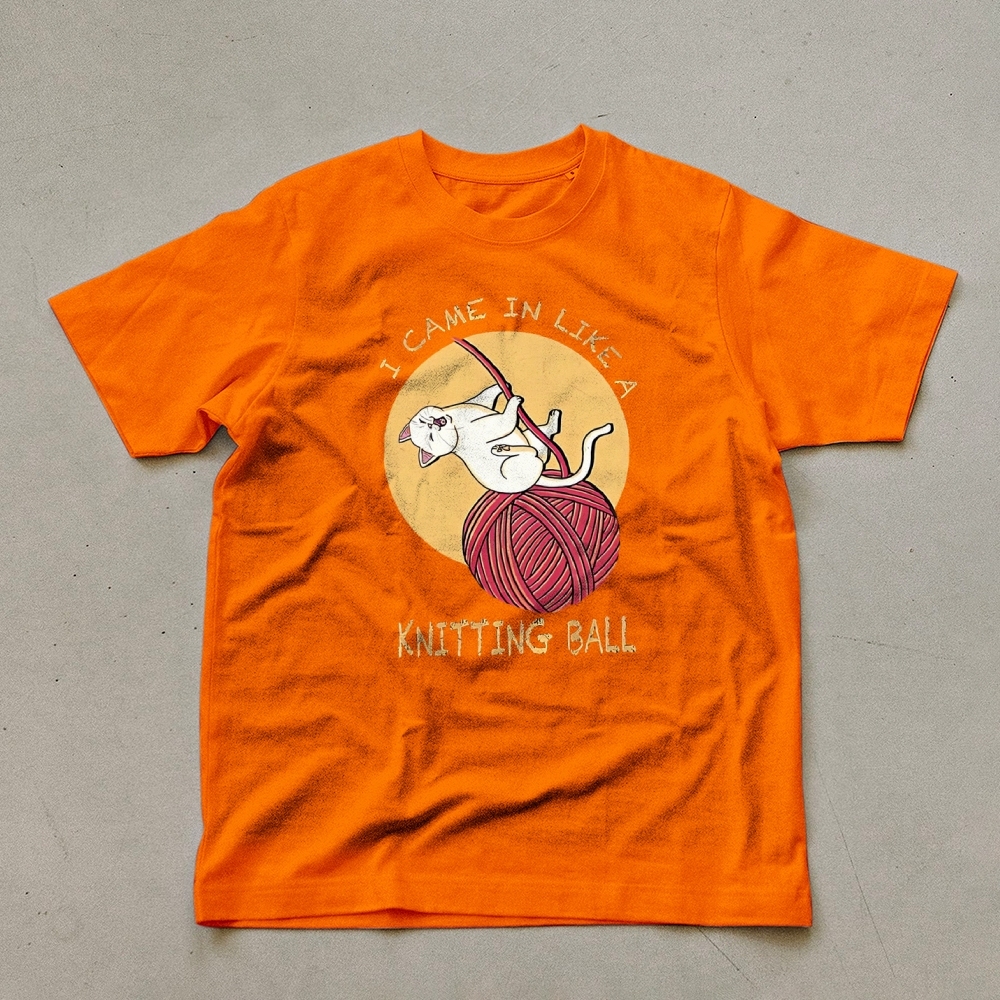 Wool Ball Cat Pattern Unisex Prints T-Shirt-moweekender