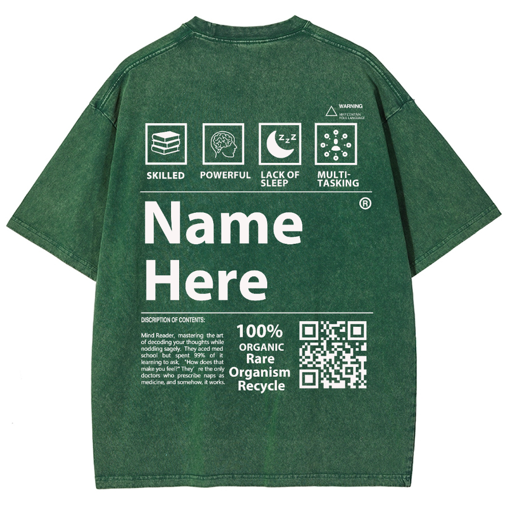 QR Code Customized Unisex Fit Washed T-Shirt