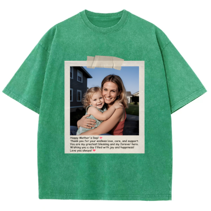 Photo Custom Mother's Day Gift Unisex Fit Washed T-Shirt