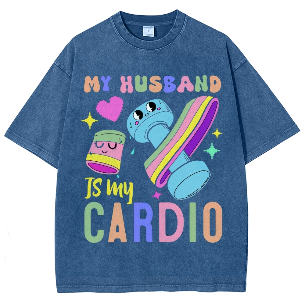 My Husband Is My Cardio Vintage Snowflake Washed T-Shirt-moweekender