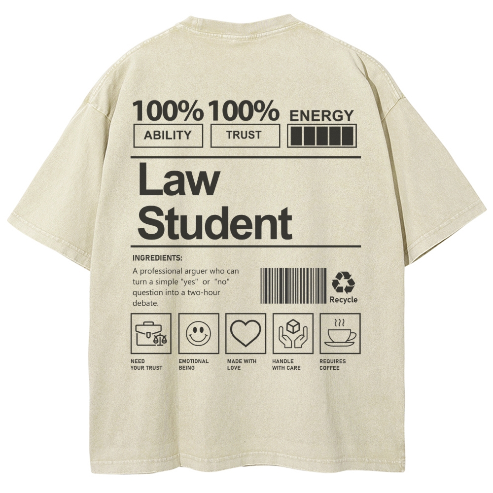 Law Student Unisex Fit Washed T-Shirt