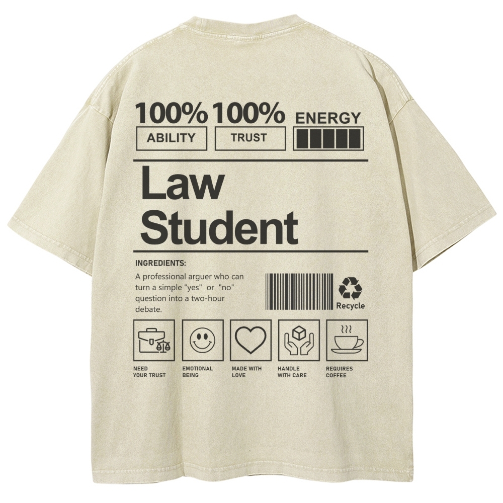 Law Student Unisex Fit Washed T-Shirt
