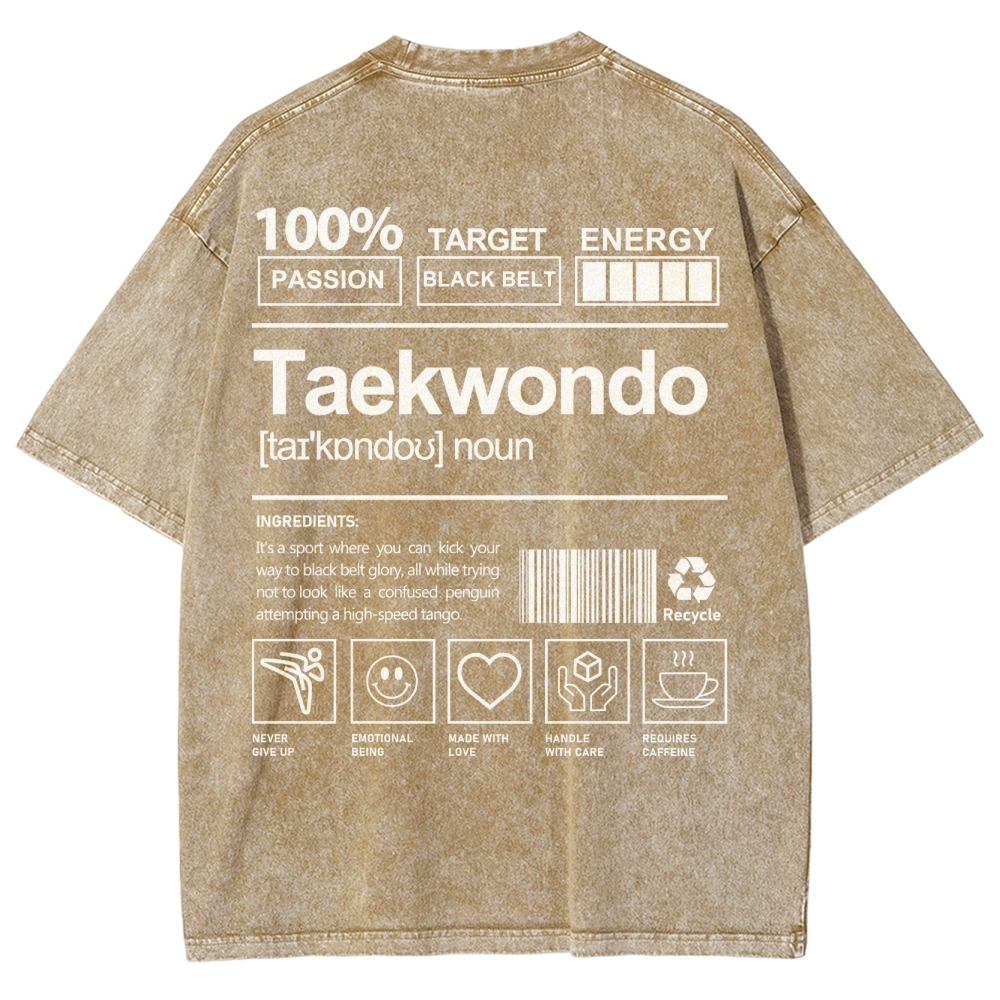 Taekwondo Pattern Washed Vintage Short Sleeves T-Shirt-moweekender