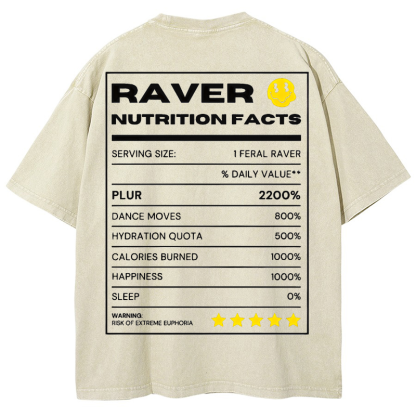 RAVER NUTRITION FACTS Vintage Snowflake Washed T-Shirt-moweekender