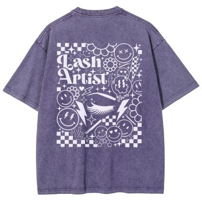 Lash Artist Vintage Snowflake Washed T-Shirt-moweekender