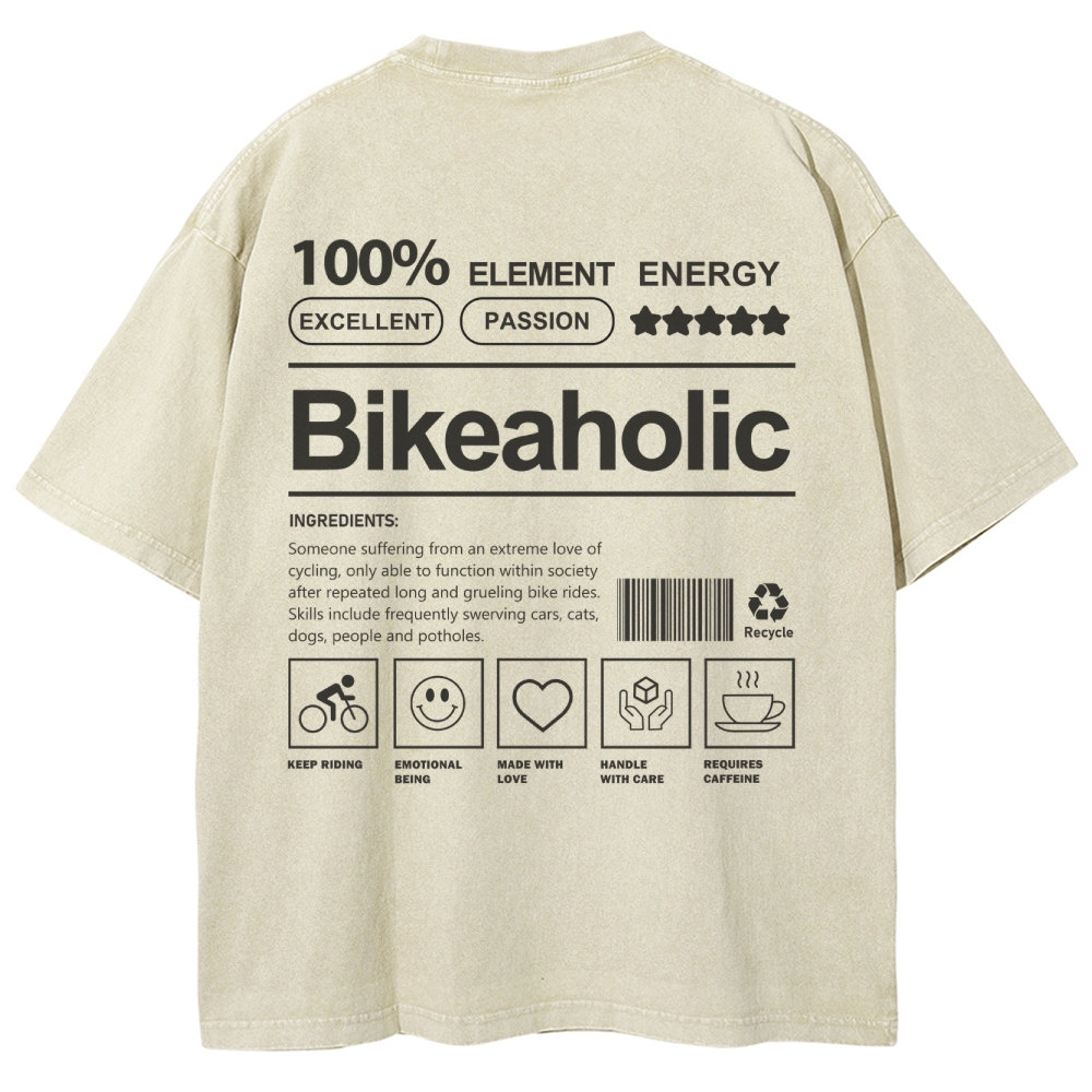 Bikeaholic Unisex Fit Washed T-Shirt-moweekender