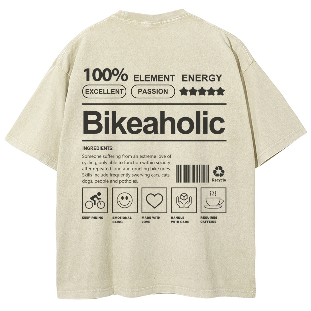 Bikeaholic Unisex Fit Washed T-Shirt-moweekender