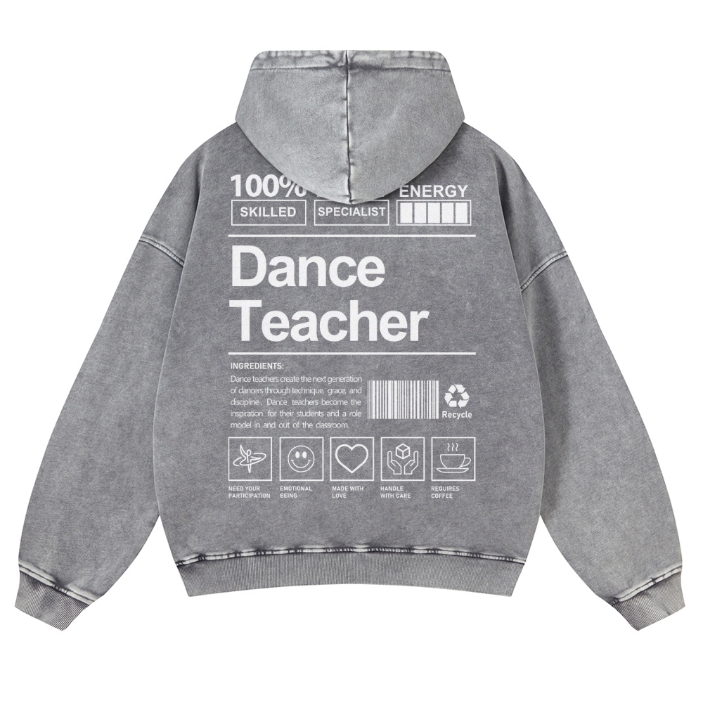 Dance Teacher Casual Washed Hoodie