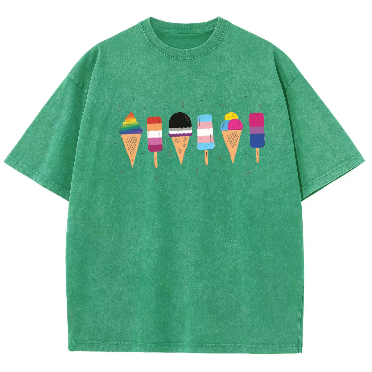 Pride Ice Cream Unisex Fit Washed Oversized T-Shirt-moweekender