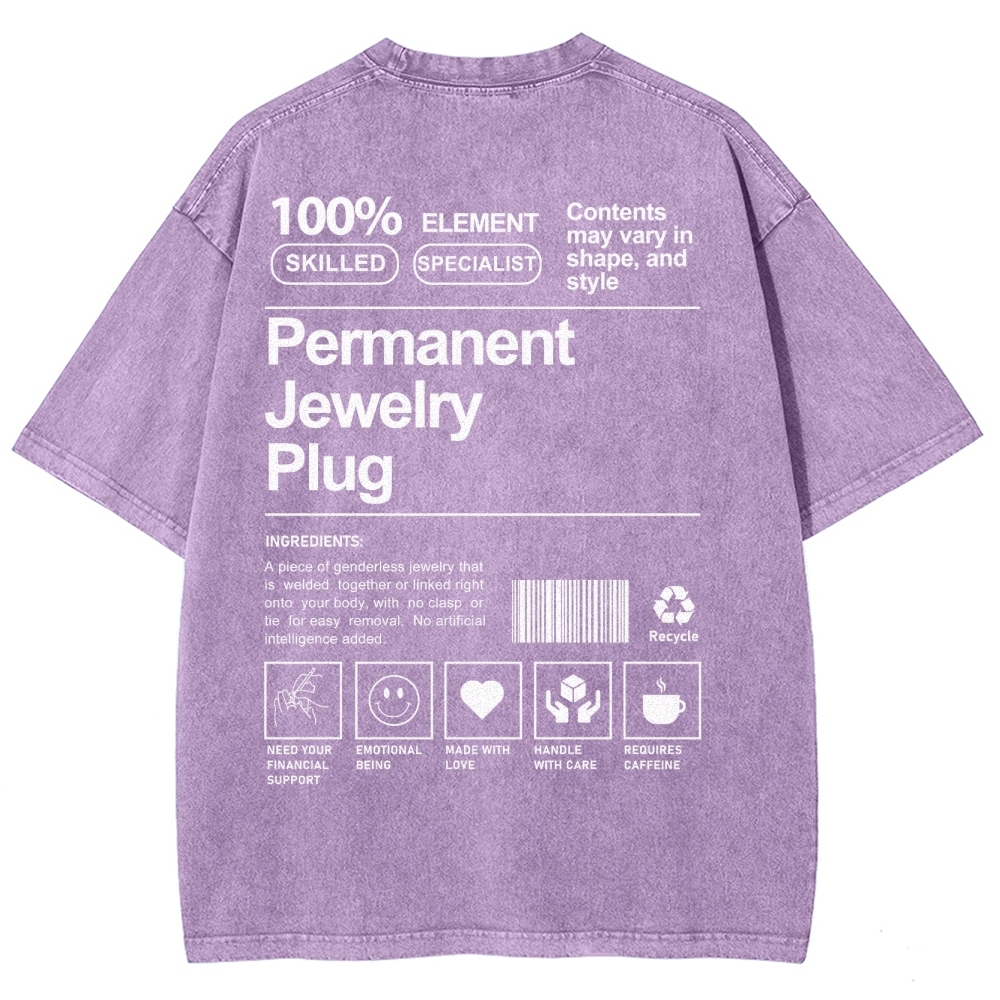 Permanent Jewelry Plug Unisex Fit Washed T-Shirt-moweekender