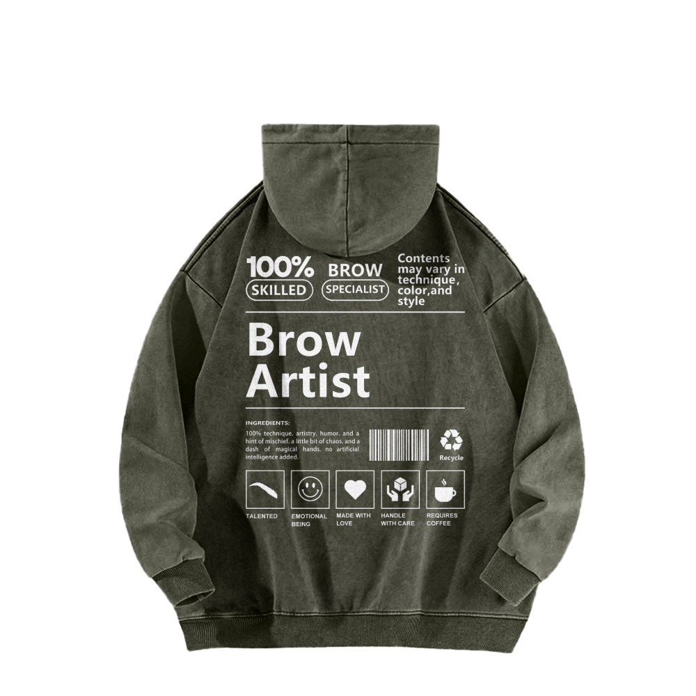 Brow Artist Casual Washed Hoodie-moweekender
