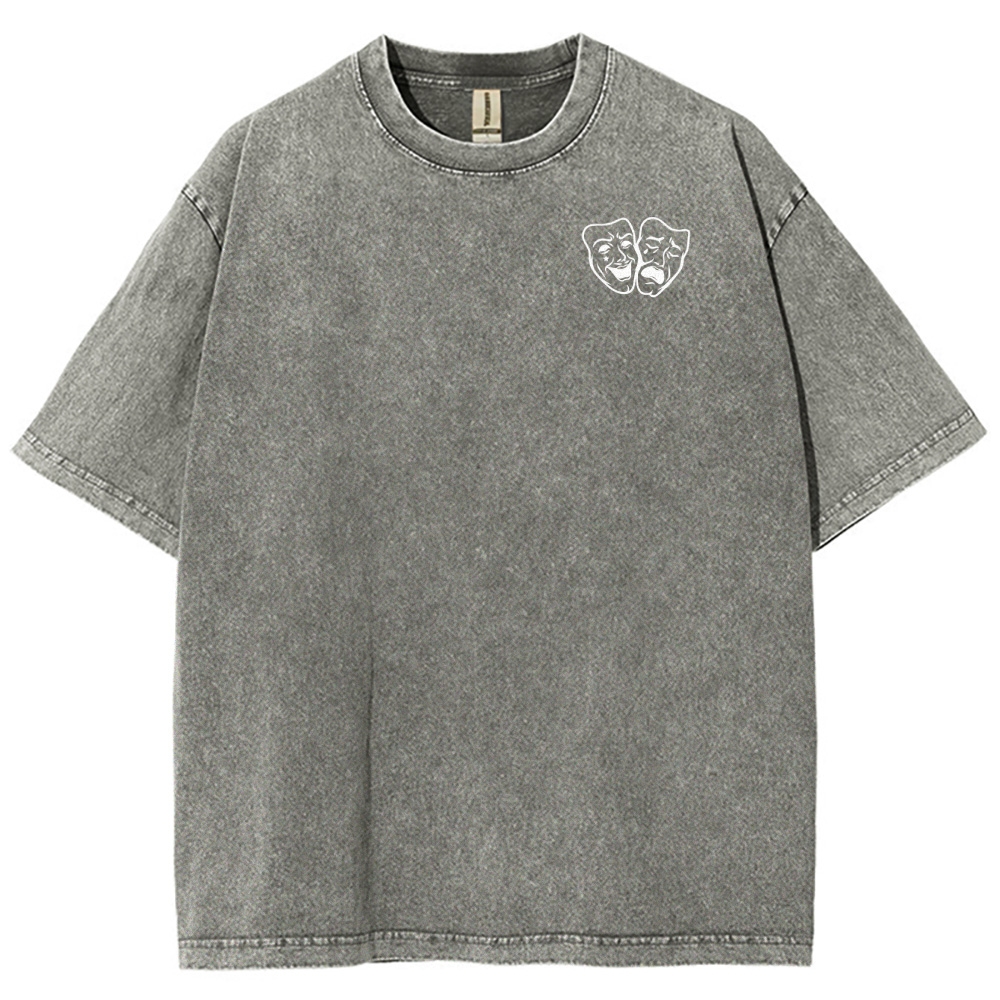 Comedian Pattern Washed Vintage Short Sleeves T-Shirt-moweekender