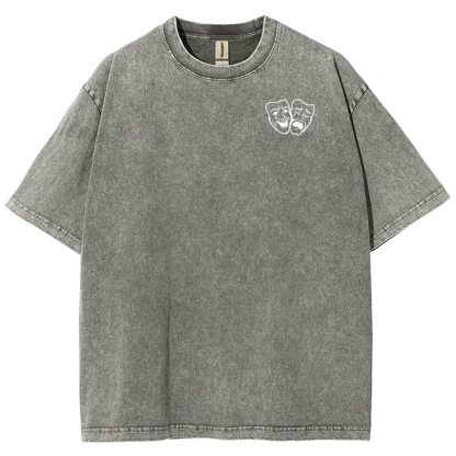 Comedian Pattern Washed Vintage Short Sleeves T-Shirt-moweekender