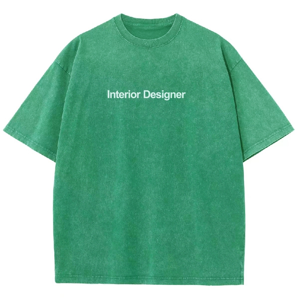 Interior Designer Pattern Washed Vintage Short Sleeves T-Shirt-moweekender