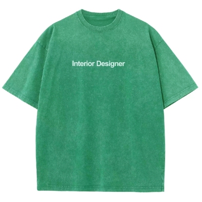Interior Designer Pattern Washed Vintage Short Sleeves T-Shirt-moweekender