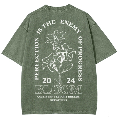 2024 Bloom Vintage Snowflake Washed T-Shirt-moweekender