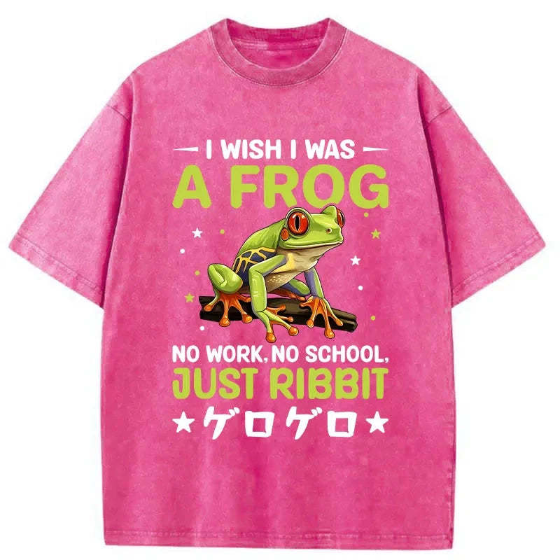 I Wish I Was A Frog Washed Vintage T-Shirt-moweekender
