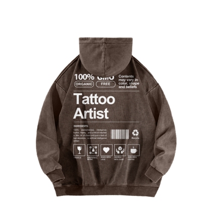 Tattoo Artist Casual Washed Hoodie-moweekender